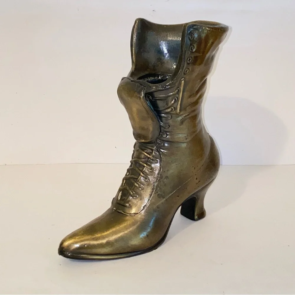 Vintage Cast Bronze Victorian Boot Planter - Picture 11 of 13
